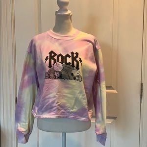 Fleece lined tie dye Peanuts cropped sweatshirt
